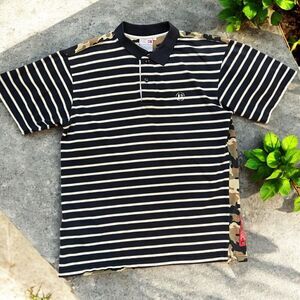 Pepe Jeans London Vintage Y2K Striped Camo Polo Shirt Cotton Men's Size XL
